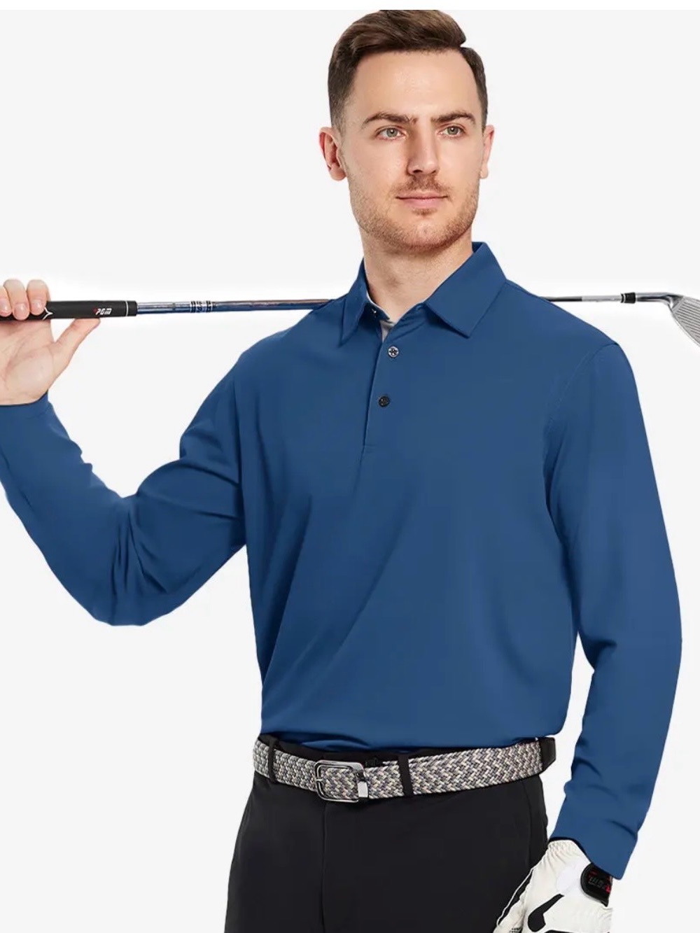 Maelreg Men's 2XL Long Sleeve Performance Golf Polo Shirt Blue NWOT